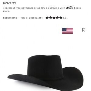 Rodeo King Black Felt Cowboy Hat Size 7 Western Ranch Rodeo